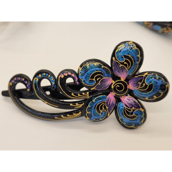 Lacquerware Tong\'s by Linda Flowers Butterfly Hairclip Hair Clip Set of 3 main image 12